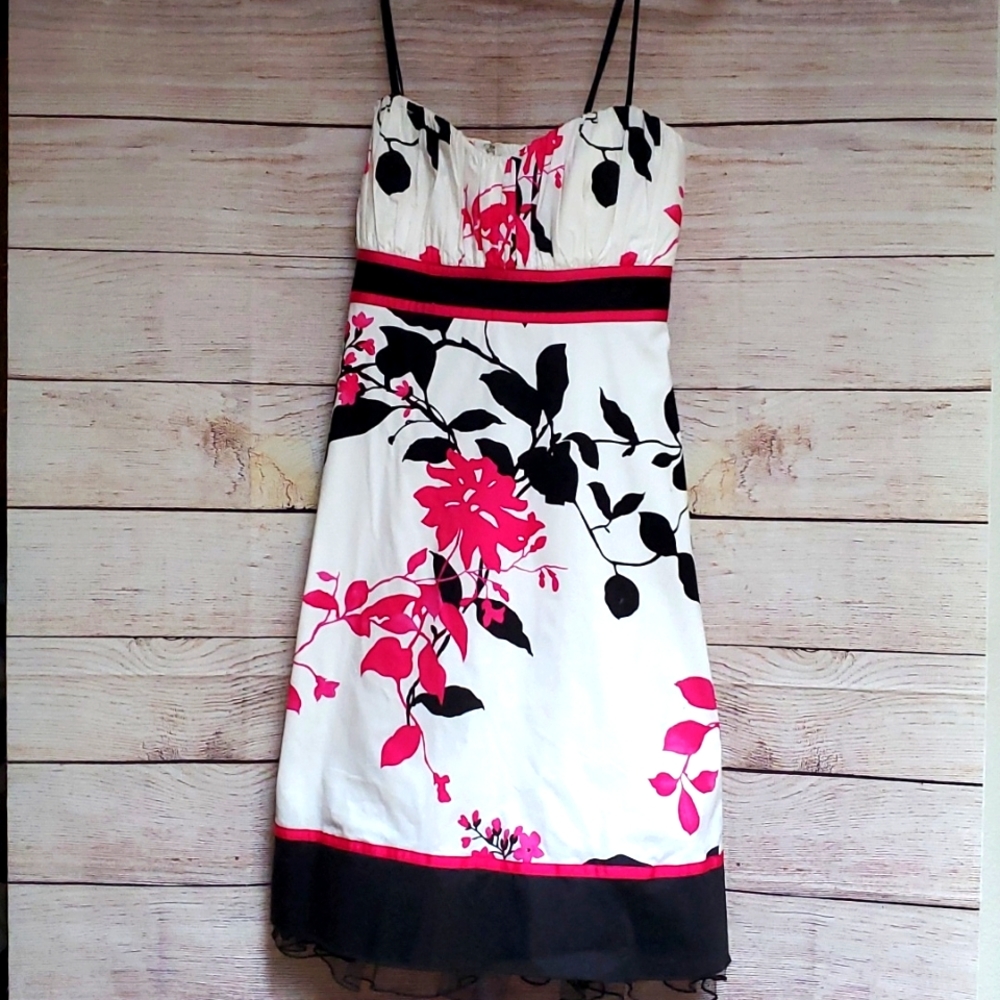 Floral Summer Dress with Bow in Back Summer Dress Spring Dress Zipper Lined